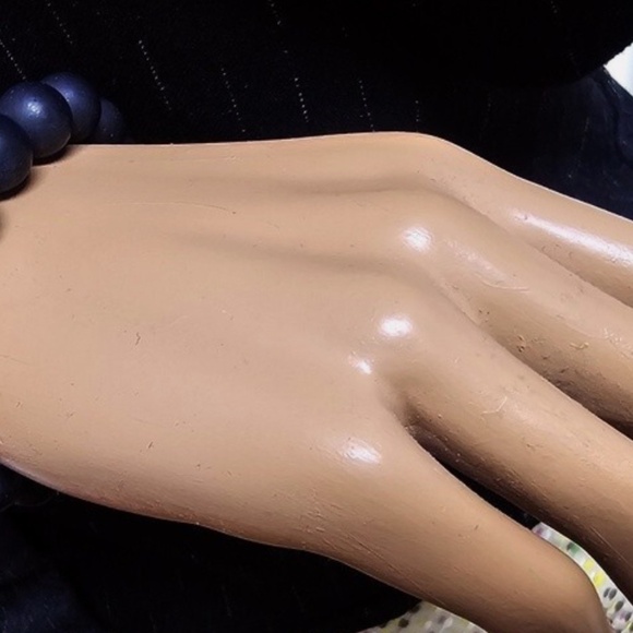 Matte Black Beads and crystals ball flex Bracelet and matching necklace set - Picture 8 of 8